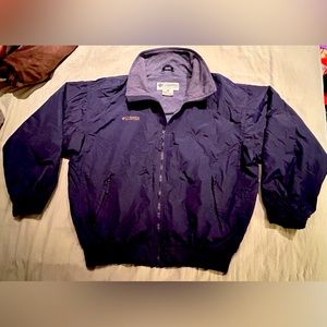 Vintage COLUMBIA SKI JACKET Men's Size LARGE Navy Blue Bomber FLEECE LINED Coat